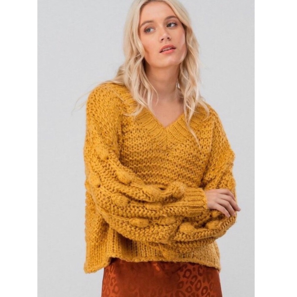 Cozy Pom Pom Chunk Knit Sweater